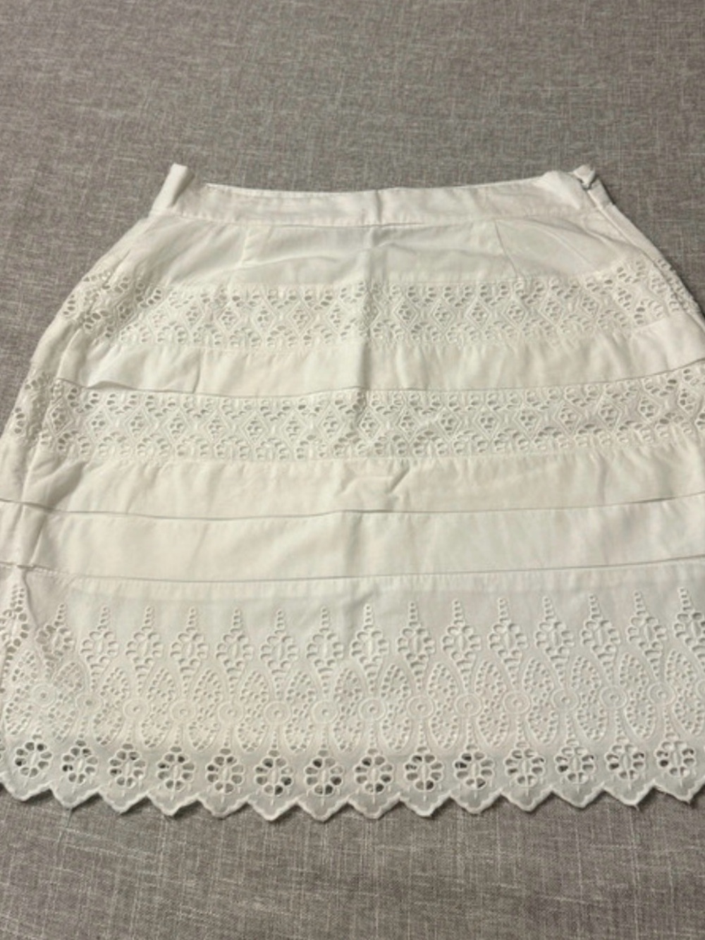 White Lace Trim Cotton Blend Skirt